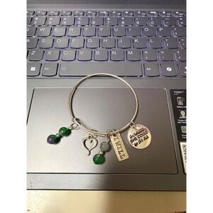 She Believed She Could So She Did Bangle‎ Bracelet Silver Tone Green Beads